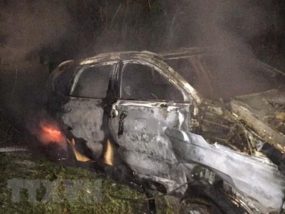 Hiện trường vụ tai nạn giao thông. (Ảnh: TTXVN phát)