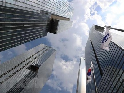 Trụ sở Công ty Samsung Electronics tại Seoul, Hàn Quốc, ngày 10/8/2021. (Ảnh: Yonhap/TTXVN).