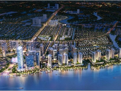 Toàn cảnh khu đô thị tích hợp Izumi City nhìn từ sông Đồng Nai.