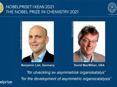 Hai nhà khoa học List (trái) và MacMillan được vinh danh bằng giải thưởng Nobel Hóa học 2021. Ảnh: Nobel Prize.