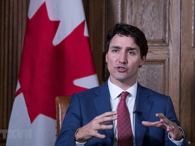 Thủ tướng Canada Justin Trudeau trả lời phỏng vấn tại Ottawa, Ontario, Canada. (Ảnh: AFP/TTXVN).