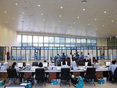 Bộ phận làm thủ tục mở tờ khai hàng hóa xuất nhập khẩu của Chi cục Hải quan Cửa khẩu quốc tế Hữu Nghị, Lạng Sơn. (Ảnh: Phạm Hậu/TTXVN).