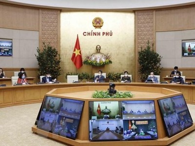 Quang cảnh một cuộc họp trực tuyến về phòng chống dịch COVID-19. (Ảnh: Doãn Tấn/TTXVN)