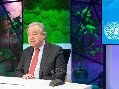Tổng Thư ký Liên hợp quốc Antonio Guterres phát biểu tại New York, Mỹ, ngày 9/2/2022. Ảnh: THX/TTXVN.