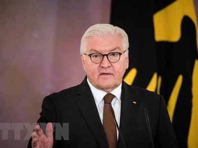 Tổng thống Đức Frank-Walter Steinmeier phát biểu tại Berlin ngày 8/2/2022. (Ảnh: AFP/TTXVN).