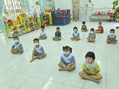 Các trẻ bậc mầm non. (Ảnh: Hồng Hiếu/TTXVN).