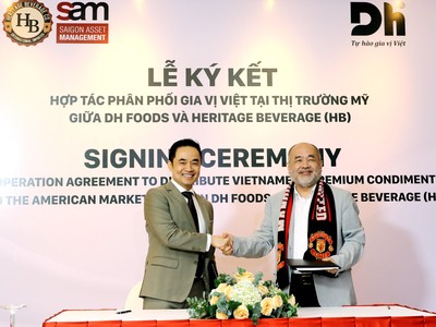 Lễ ký kết phân phối độc quyền sản phẩm gia vị giữa Dh Food và HP trưa ngày 22/2/2022.