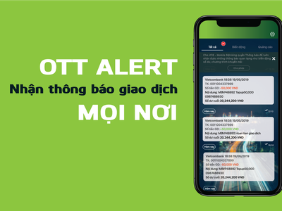 Nhận thông báo thay đổi số dư hoàn toàn miễn phí trên app VCB Digibank