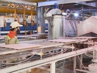 Dây chuyền sản xuất của Công ty cổ phần ngói cao cấp Amado, Khu Tam Dương Tam Dương II, tỉnh Vĩnh Phúc. (Ảnh minh họa: Nguyễn Thảo/TTXVN)