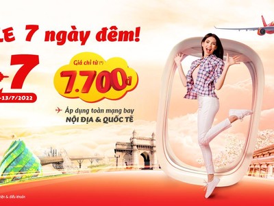 7 ngày vàng săn vé chỉ từ 7.700 đồng bay khắp Việt Nam và quốc tế cùng Vietjet
