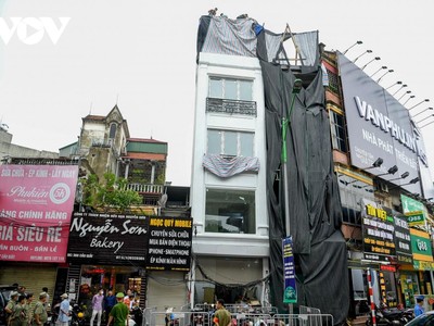 Toàn cảnh công trình vi phạm nội dung trong giấy phép xây dựng.