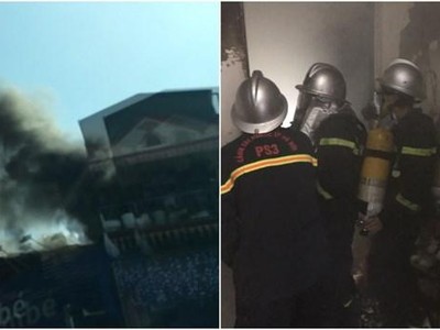 Lực lượng chức năng tiếp cận hiện trường vụ cháy. (Nguồn: VOV)