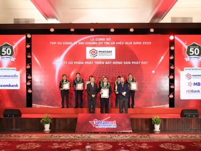 PDR được vinh danh tại Lễ công bố Top 50 công ty đại chúng uy tín và hiệu quả năm 2022.