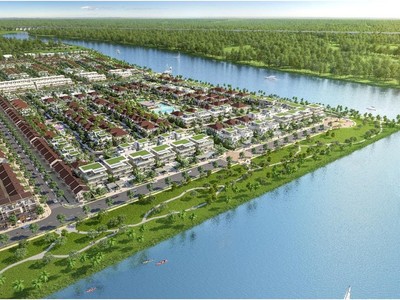 Khu compound The Aqua được ôm trọn bởi sông Vàm Cỏ Đông và Vịnh nước ngọt nhân tạo 8,6 ha.
