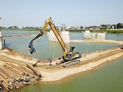 Dự án đập ngăn Sông Trà Khúc, tỉnh Quảng Ngãi. Ảnh: L.P.