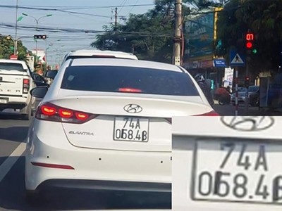 Biển số xe 74A đã bị che, làm sai lệch 2 con số (Ảnh Dân Trí).