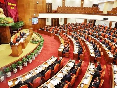 Toàn cảnh Hội nghị lần thứ sáu Ban Chấp hành Trung ương Đảng Cộng sản Việt Nam khóa XIII. (Ảnh: Trí Dũng/TTXVN)