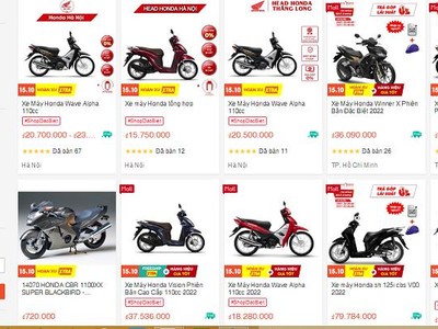 Xe máy bán trên sàn thương mại điện tử rất đa dạng.