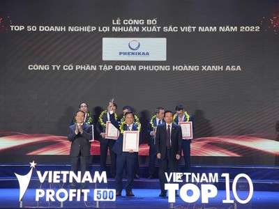Lãnh đạo Tập đoàn Phenikaa đại diện nhận giải thưởng từ Ban tổ chức.