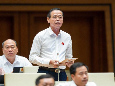 Đại biểu Trần Hữu Hậu (Tây Ninh) phát biểu tại hội trường.