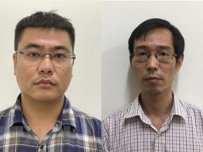 Bị can Đỗ Hải Phong (bên trái) và bị can Đoàn Mạnh Dương. (Ảnh: TTXVN phát).