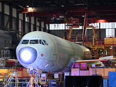 Một chiếc A321 tại xưởng sản xuất tại Thiên Tân. (Nguồn: english.news.cn).