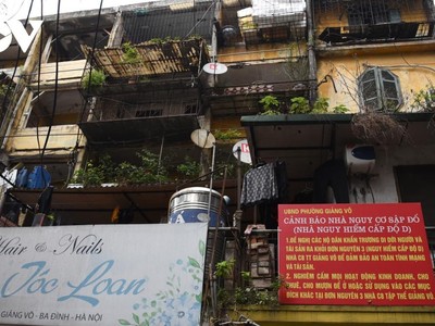 Chung cư nguy hiểm cấp độ D, nhà C8 Giảng Võ.