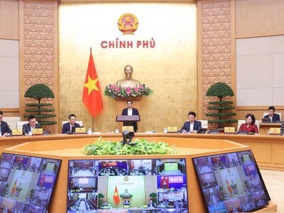 Thủ tướng chủ trì Hội nghị trực tuyến toàn quốc về công tác truyền thông chính sách với chủ đề "Nhận thức-Hành động-Nguồn lực". (Ảnh: Nhật Bắc)