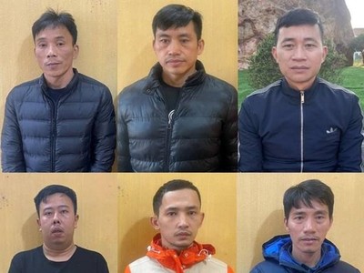 Các đối tượng trong đường dây cá độ bóng đá. (Nguồn: Công an tỉnh Bắc Giang).