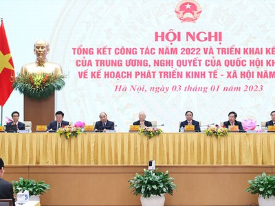 Hội nghị trực tuyến Chính phủ với địa phương tổng kết công tác năm 2022 và triển khai Kết luận của Trung ương, Nghị quyết của Quốc hội Khoá XV về Kế hoạch phát triển kinh tế-xã hội năm 2023. (Ảnh: Nhật Bắc)