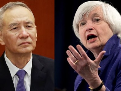 Bộ trưởng Tài chính Mỹ Janet Yellen và Phó Thủ tướng Trung Quốc Lưu Hạc. (Ảnh: Reuters)