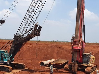 Thi công móng cọc Nhà ga hành khách sân bay Long Thành.