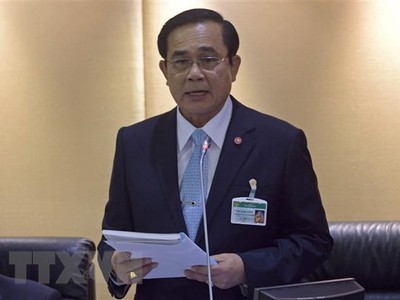 Ông Prayuth Chan-ocha phát biểu tại một phiên họp của Quốc hội ở Bangkok, ngày 18/8/2014. (Ảnh: AFP/TTXVN).