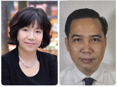 Chủ tịch Công ty AIC Nguyễn Thị Thanh Nhàn (bên trái) và Phó tổng giám đốc Trần Mạnh Hà hiện đang bỏ trốn, bị truy nã quốc tế. Ảnh: BCA.