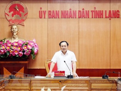 Phó Chủ tịch Ủy ban Nhân dân tỉnh Lạng Sơn Lương Trọng Quỳnh phát biểu chỉ đạo. (Ảnh: Thái Thuần/TTXVN).