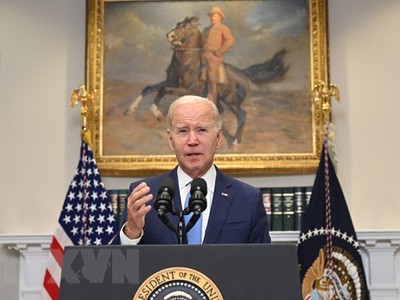 Tổng thống Mỹ Joe Biden phát biểu về vấn đề trần nợ tại Nhà Trắng ở Washington DC., ngày 17/5/2023. (Ảnh: AFP/TTXVN)