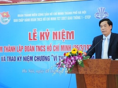 Cựu Tổng Giám đốc Cienco 1 Cấn Hồng Lai phát biểu khi đương nhiệm trong một sự kiện của Cienco-1. (Ảnh: Cienco-1).