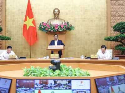 Thủ tướng Chính phủ Phạm Minh Chính chủ trì Hội nghị trực tuyến với các địa phương hồi tháng 6/2023. (Ảnh: VGP)