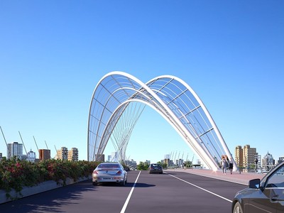 Hình phương án dự thi tuyển chọn thiết kế kiến trúc công trình cầu Thủ Thiêm 4 – TP.HCM (nguồn: Sở Quy hoạch - Kiến trúc TP.HCM).