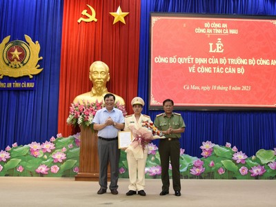 Thượng tá Lê Tấn Vinh được bổ nhiệm làm Phó Giám đốc Công an tỉnh Cà Mau