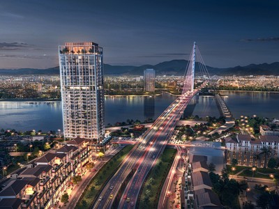 Dự án Sun Cosmo Residence Da Nang tôn vinh văn hóa bản địa trong kiến trúc hiện đại. Ảnh phối cảnh minh họa.