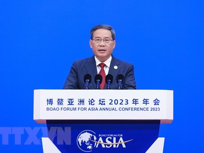 Thủ tướng Trung Quốc Lý Cường phát biểu tại Hải Nam, Trung Quốc, ngày 30/3/2023. (Ảnh: THX/TTXVN)