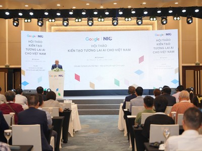 Thứ trưởng Bộ Kế hoạch và Đầu tư Đỗ Thành Trung phát biểu tại Hội thảo “Kiến tạo tương lai AI cho Việt Nam”.