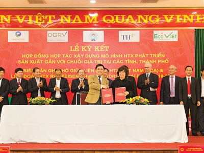 Bà Thái Hương - Phó chủ tịch HĐQT - Tổng giám đốc BAC A BANK ký kết với Liên minh Hợp tác xã Việt Nam để tư vấn cho các hợp tác xã nông nghiệp công nghệ cao