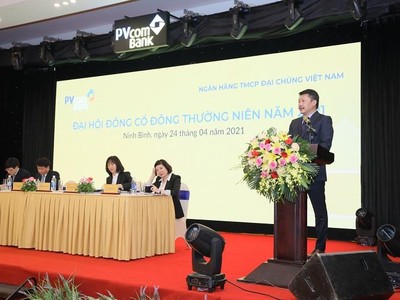 Ông Nguyễn Đình Lâm, Chủ tịch Hội đồng quản trị PVcomBank phát biểu tại Đại hội