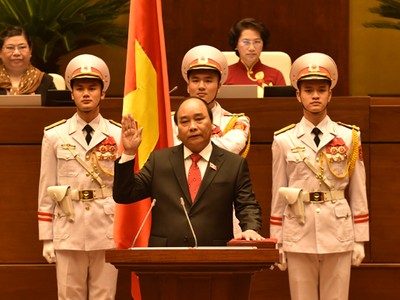 Thủ tướng Chính phủ Nguyễn Xuân Phúc tuyên thệ nhậm chức. Ảnh VGP/Nhật Bắc 