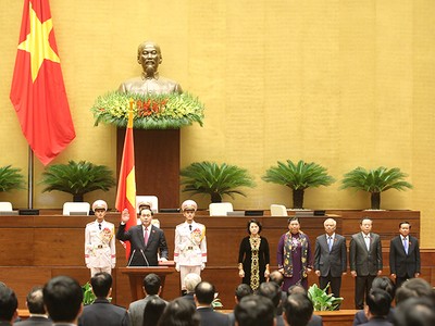 Lễ tuyên thệ nhậm chức của Chủ tịch nước Trần Đại Quang. Ảnh: VGP/Nhật Bắc