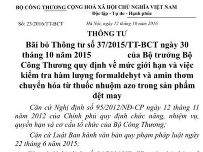 Bộ Công thương chính thức bãi bỏ Thông tư 37