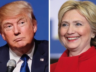 Donald Trump (trái) và Hillary Clinton. Ảnh:KQED News.