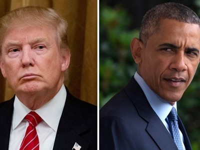 Tổng thống Mỹ Donald Trump và người tiền nhiệm Barack Obama. Ảnh:NBC News.
